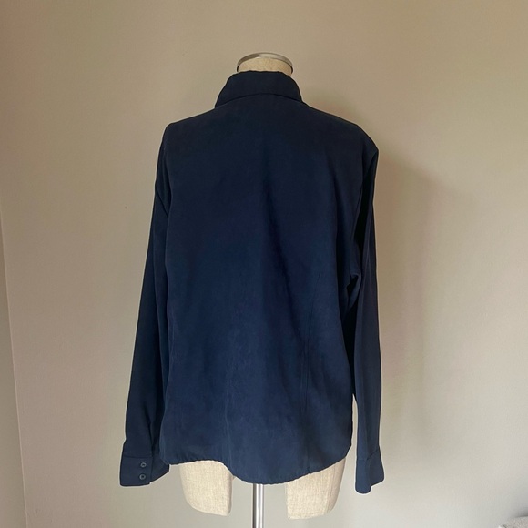 Faux suede navy blue button up blouse - shacket - Picture 7 of 9